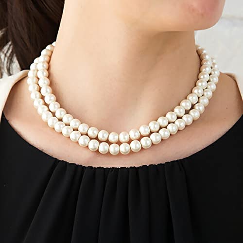 Colar de pérolas de algodão Kiska longo fecho magnético simples metal dourado hipoalergênico algodão 3 mag 10 mm x 80 cm [miwaki] feminino