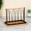 Iron Cup Drying Rack with Wood Handle & Drip Tray Baby Bottle Dryer Holder Space-Saving Countertop Organizer for Mugs