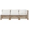 Garden Sofa with Cushions 3 Seater Beige Poly Rattan