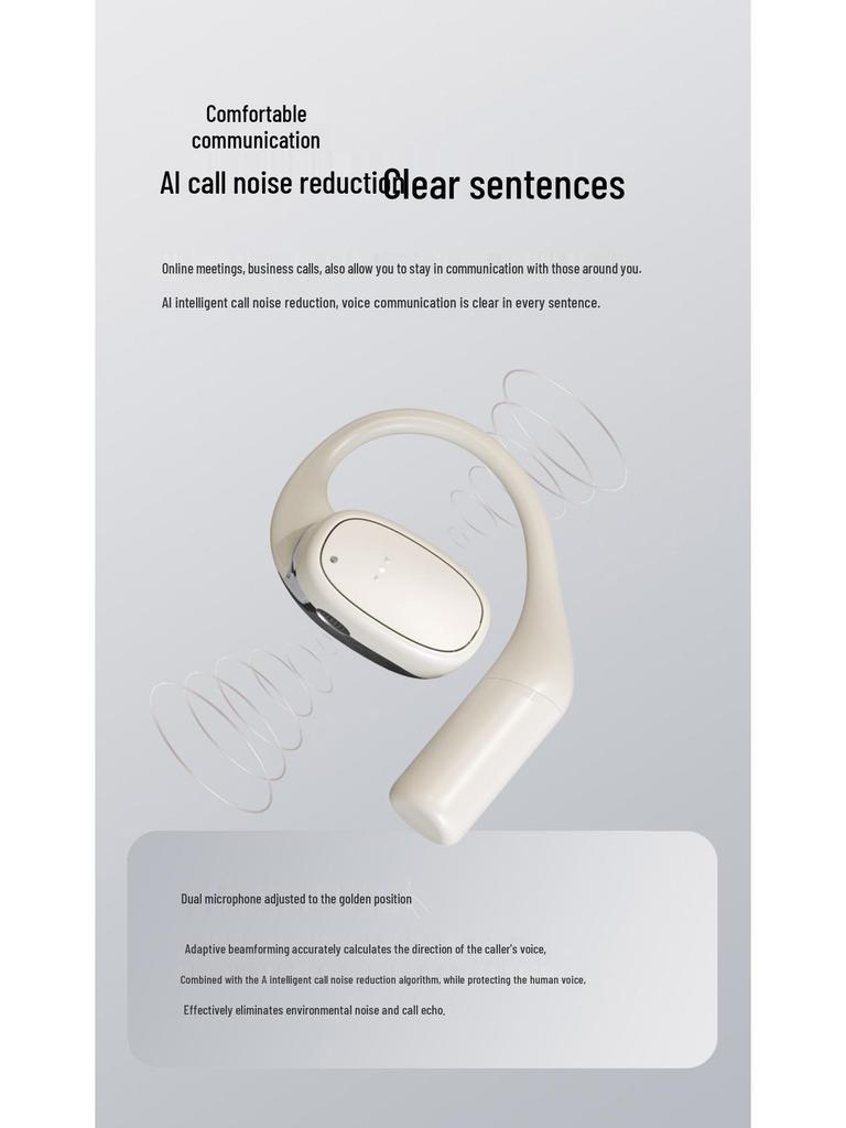 AI Smart True Wireless Noise Cancelling Sports Earhook Earbuds with Universal Bluetooth Connectivity