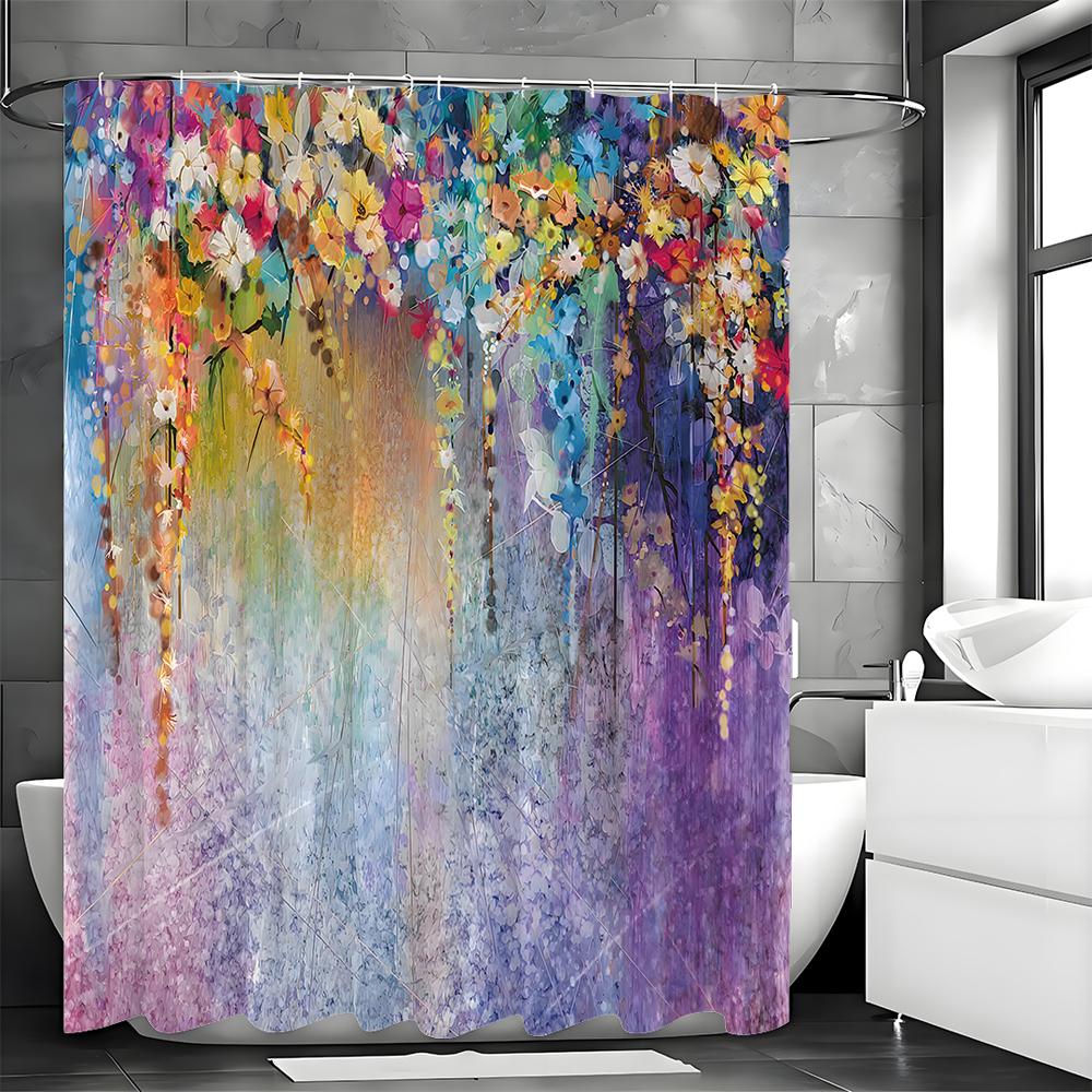 Floral Shower Curtain, Abstract Herbs, Alternative Medicines, Flowers, Ivy, Blossoms, Shrubs, Floral Designs, Bathroom Decorativ