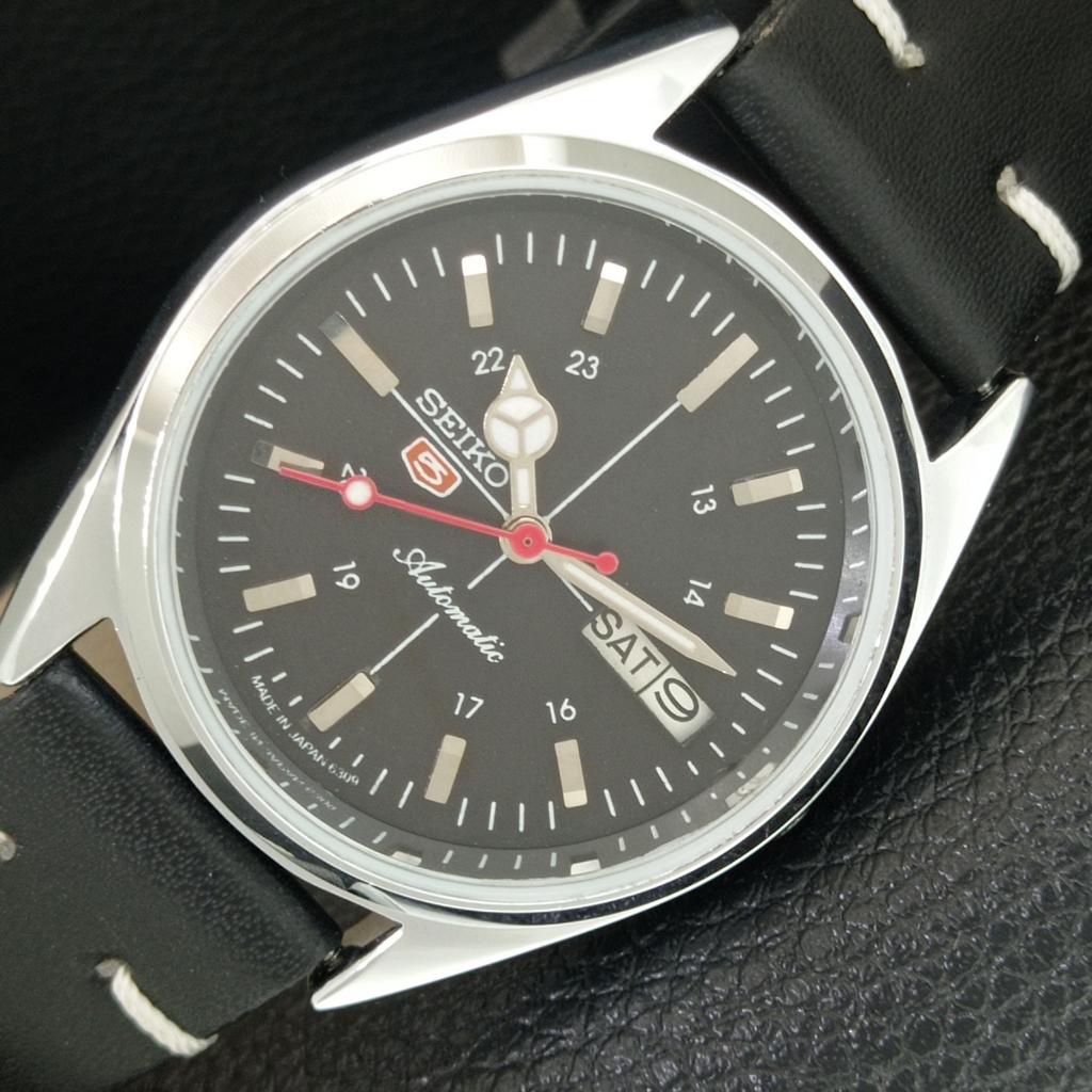 

VINTAGE REFURBISHED SEIKO 5 AUTOMATIC 6309A JAPAN MENS BLACK WATCH a442799-1