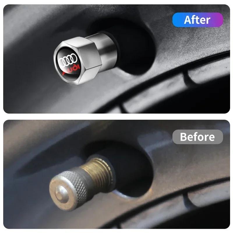 4 Pièces Bouchons de Valve de Pneu en Aluminium Bouchons Gonfleur de Pneu de Voiture Accessoires Style Pour Q5 C7 C6 C5 Q3 Q5 Q7 TT A1 A3 A4 A5 A6 A7 A8