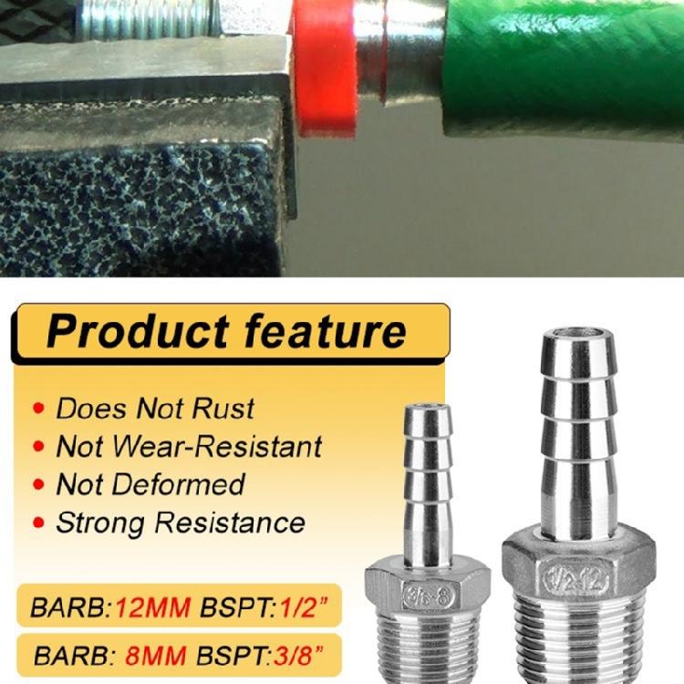 8mm 12mm 3/8" 1/2" Oțel Inoxidabil Filet Mascul BSP Fiting pentru Țevi Barb Conector Furtun