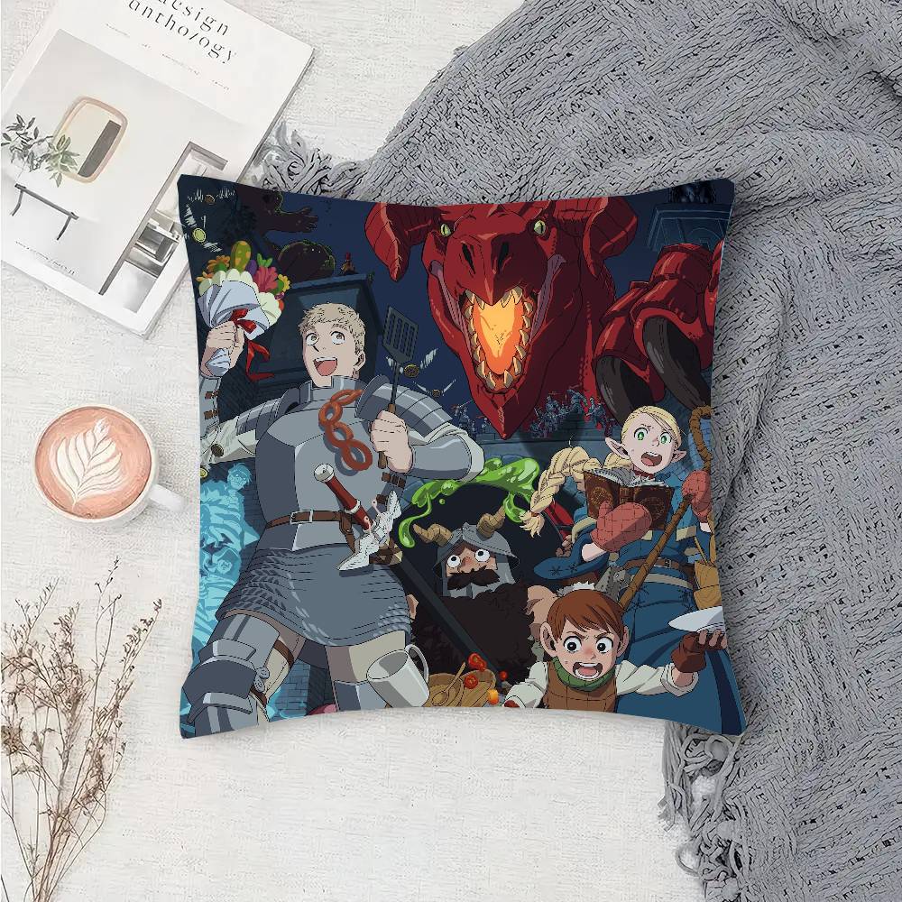 DDelicious In DDungeon Cartoon Animation Pillow Case Fashion Square Pillowcase Bedroom Sofa Room Ins Decoration Leisure