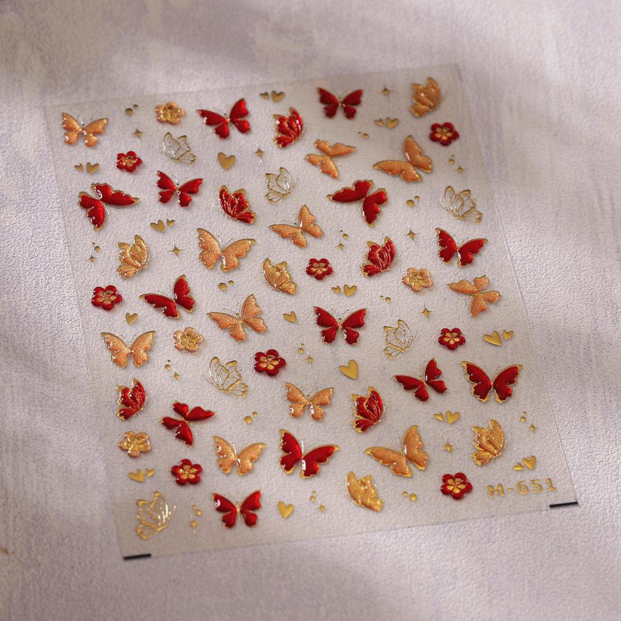 5D illusion polarized butterfly nail sticker pink purple blue fashionable self-adhesive butterfly nail art decoration sticker