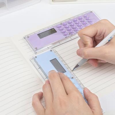 Multifunctional Double Side 15cm Ruler Integrated 8 Digit Calculator Lightweight Design For Students Professionals