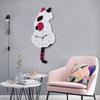 Cute Cat Shape Green Acrylic Wall Clock Silent Mute Movement Thickened Aluminum Modern Frameless Clock For Living