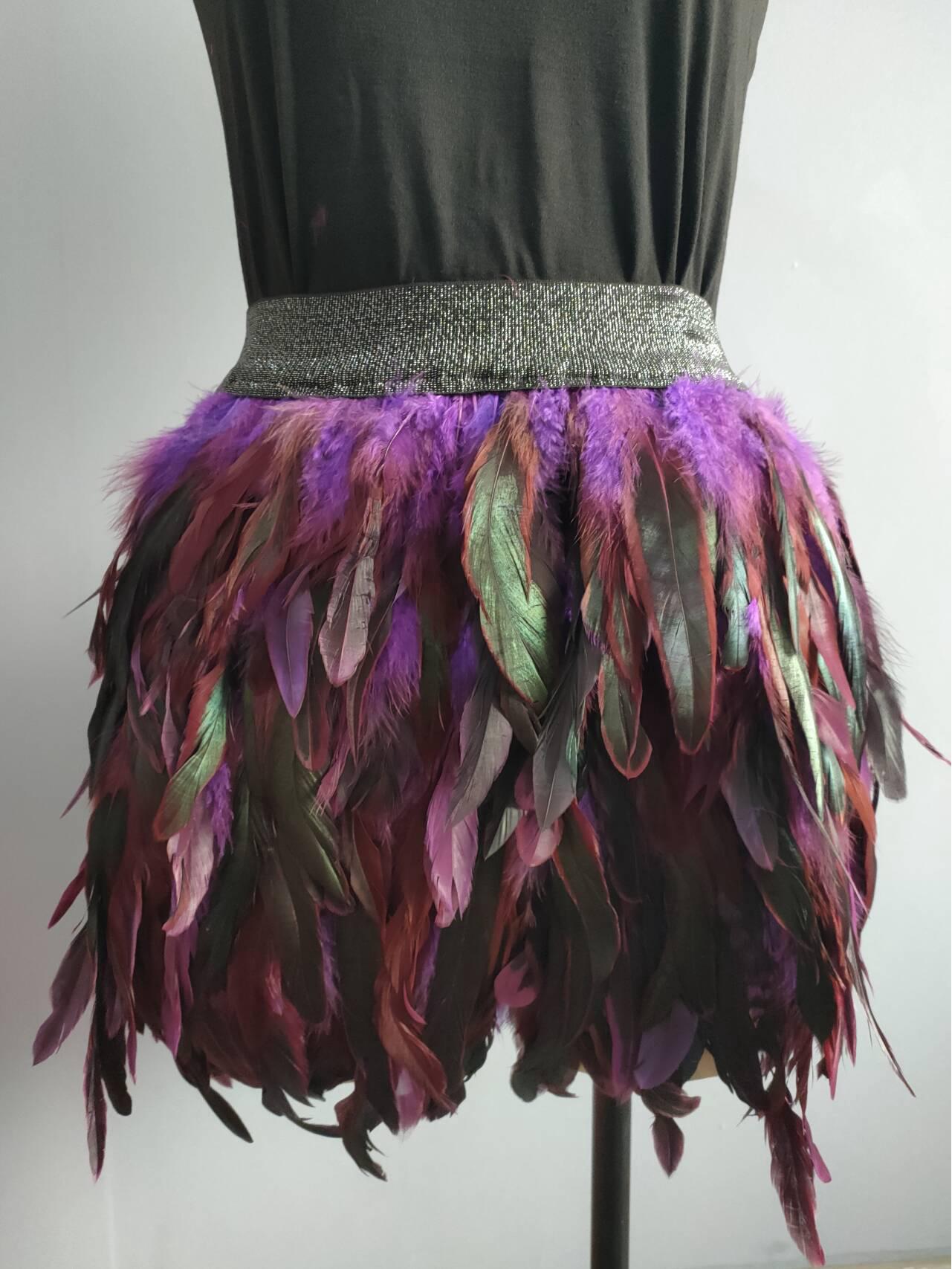 Gothic Multi-color Feather Irregular Dance Skirt Small