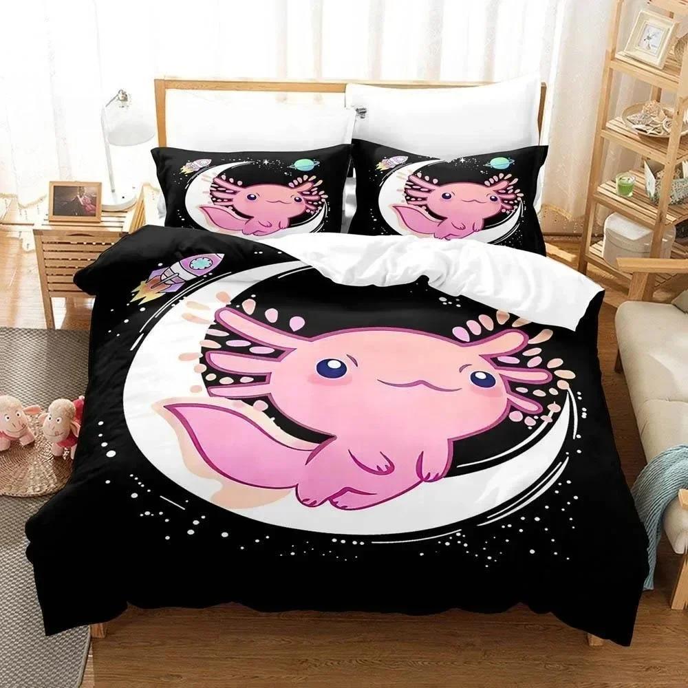 Fashion Cartoons Game Gamesolotl Axolochi Bedding Set Printed With Pillowcase Duvet Cover Soft Queen King Size Bedclothes Home