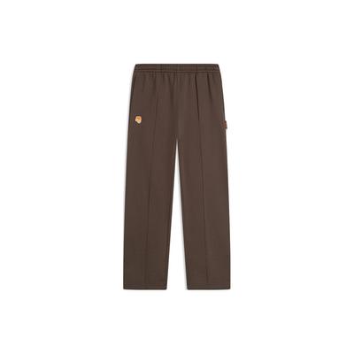 Solid Mid-Waist Straight-Leg Fleece-Lined Knit Sports Pants Men Bottoms Charcoal-Brown AKLT845-1