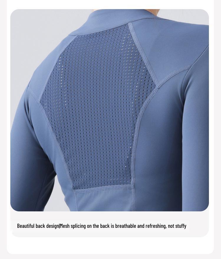 Damen Schnelltrocknendes Slim Fit Outdoor-Sportoberteil – Langarm Yoga & Lauf-Reißverschlusshemd