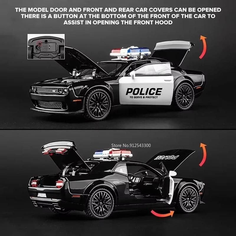 1:32 Model Mașină de Poliție Hellcat Jucărie Aliaj Turnat sub Presiune Simulare Scară Model Pull Back cu Sunet și Lumină Jucărie Mașină Pull Back Cadou Băiat Ornamente de Birou
