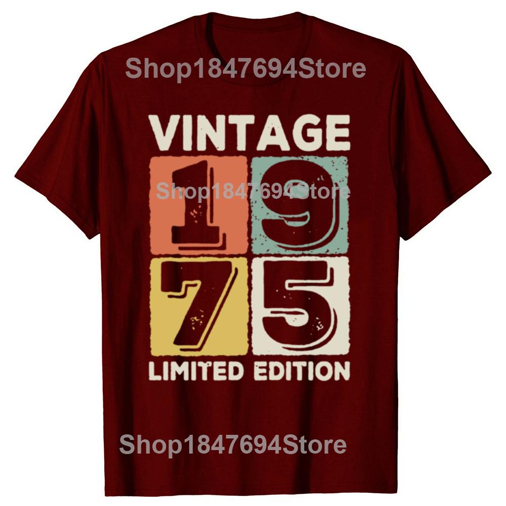 Vintage 1975 Limited Edition Men T Shirts Retro Classic Art Print Tees Short Sleeve O Neck Harajuku Streetwear Birthday Gifts