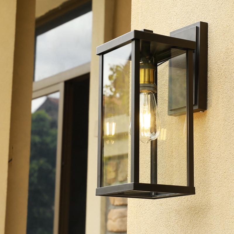 IP65 Waterproof Retro Landscape LED Wall Sconce Aluminum Mounted E27 Glass Light Fixture for Outdoor Use