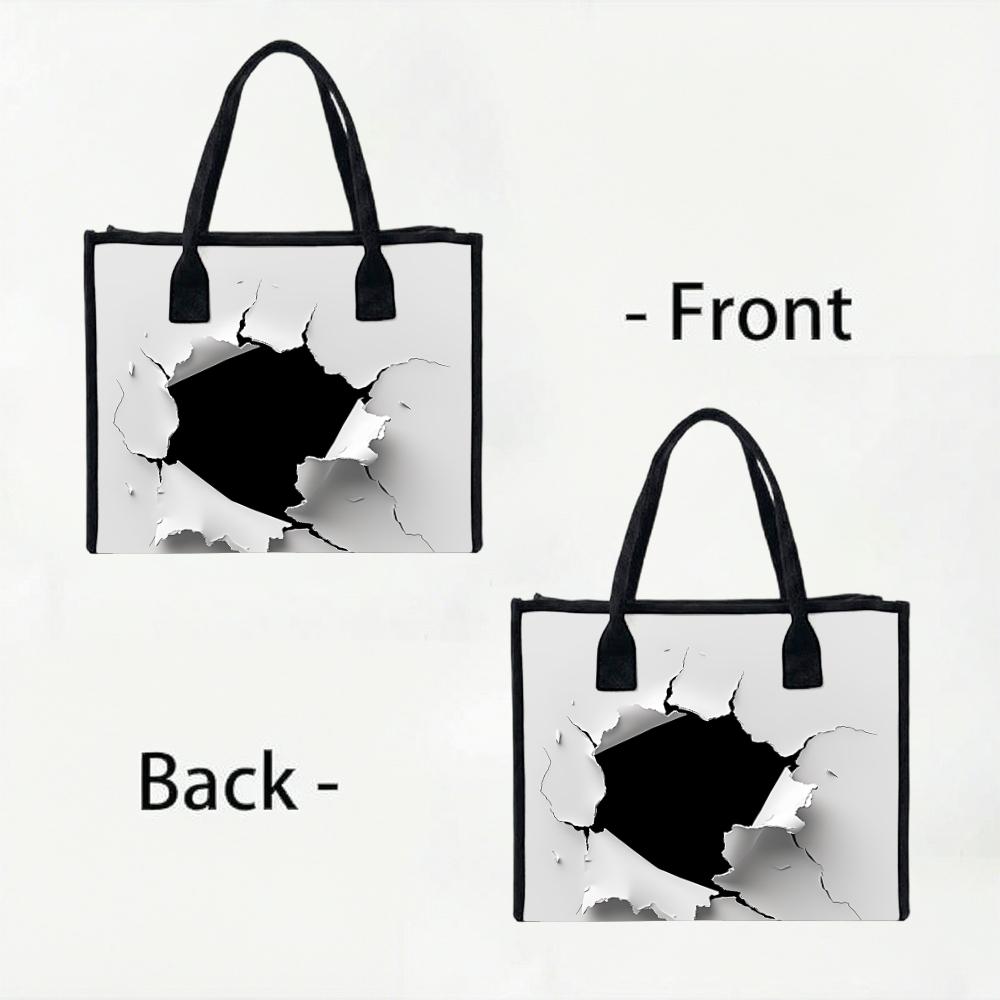 Ripped Print Casual Tote Large Capacity Reusable Daily Shopping Handbag