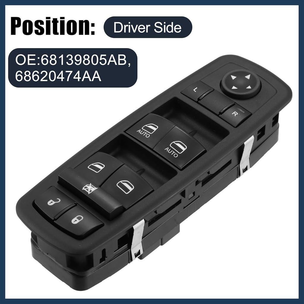 Power Window Switch, Front Left Driver Side Window Control Switch No.68620474AA/68139805AA/68139805AB/68139805AC/68139805AD for Dodge Journey