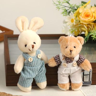 Cute Cartoon Wear Clothes Bear Rabbit Plush Toy Stuffed Doll Pendant Keychain Backpack Hanging Decoration Couple Gifts