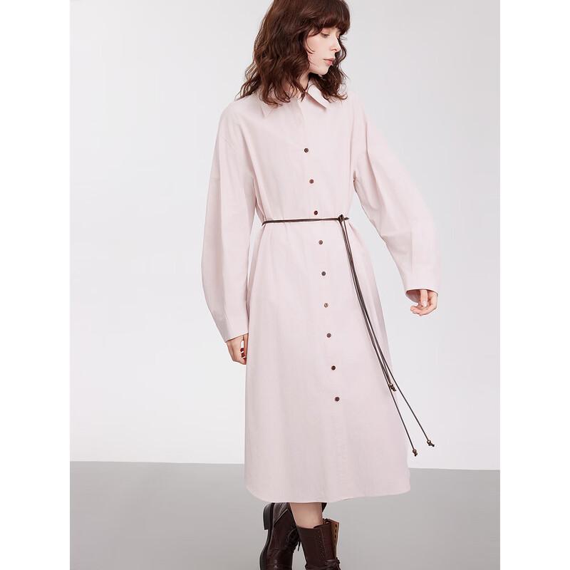 ELLE French Commuter Contrast Belt Shirt Dress
