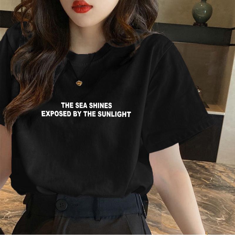 

2025 pure cotton loose casual age-reducing white short-sleeved t-shirt women s fashion versatile summer front shoulder top XXXL