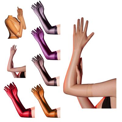 1 Pair Glossy Silky Gloves Stretchy Gloves Over Elbow Length Ultra-thin Gloves Evening Party Costumes Accessories