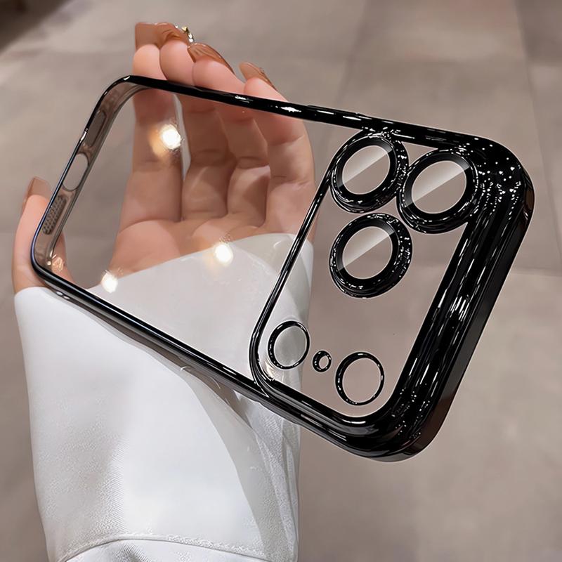 Luxury Glitter Plating Silicone Soft Case For iPhone Air 17 16 15 14 13 Pro Max Plus 16E Clear Camera Cover Protection TPU Shell