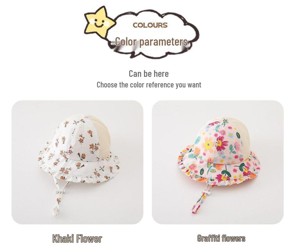 Baby Girl Floral Mesh Sun Hat - Breathable Summer Protection