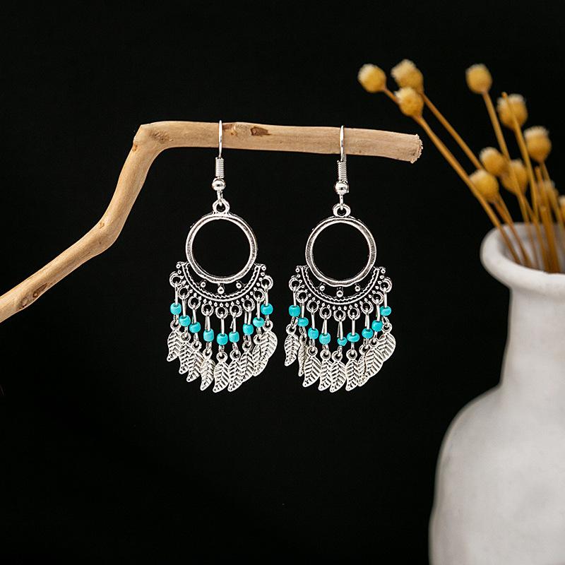 Europe, America, Bohemian Ethnic Style Stud Earrings, Long Fringed Metal Earrings, Fashion, Exotic Style Earrings Wholesale
