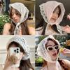 French Floral Lace Triangle Headscarf Romantic Summer White Lace Hair Scarf Wrap Hair Ribbons Travel Photo Headband Bandanas