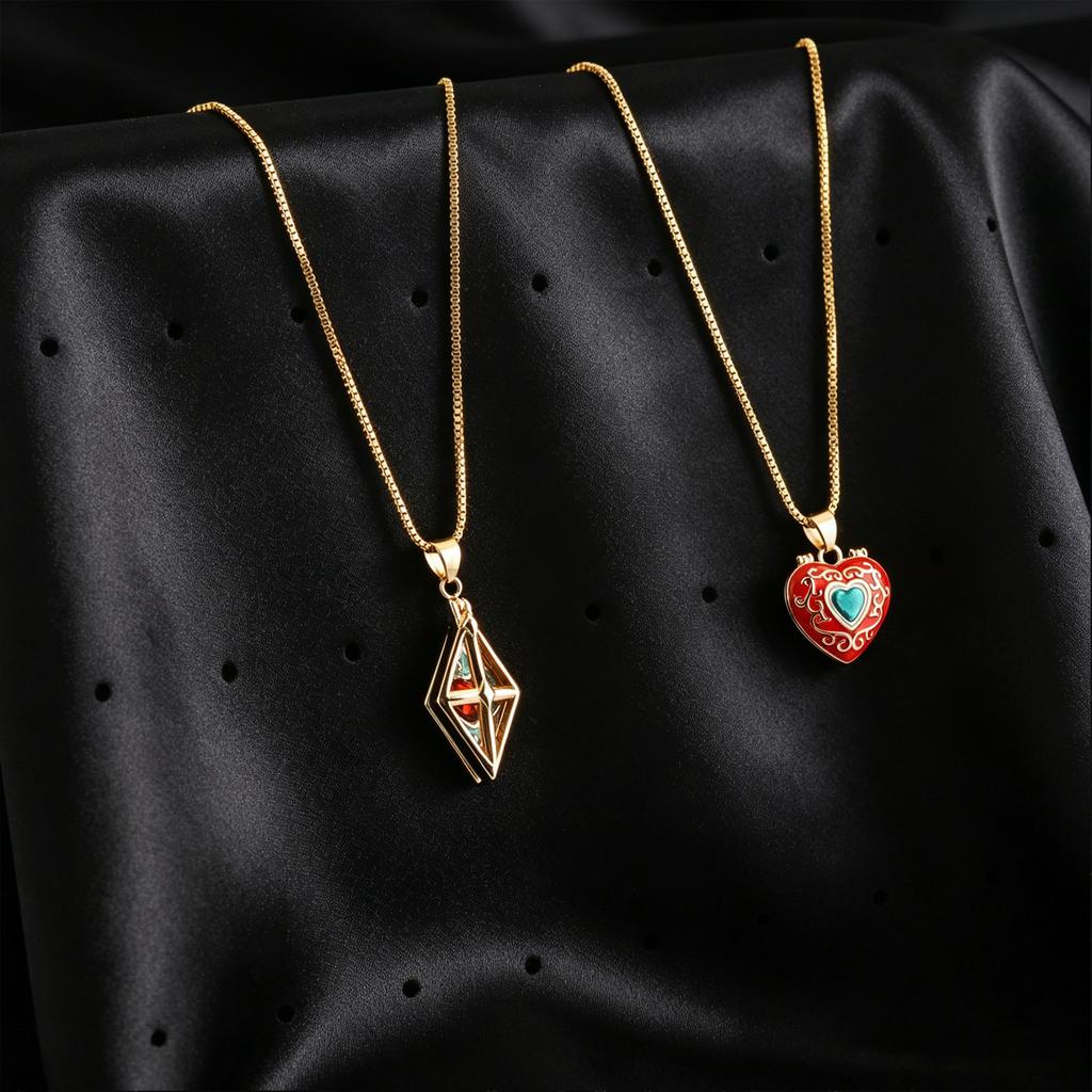Anime Sugar Sugar Rune Collecting Heart Pendant Necklace Openable Pendant for Cosplay Props Fans Jewelry Gift