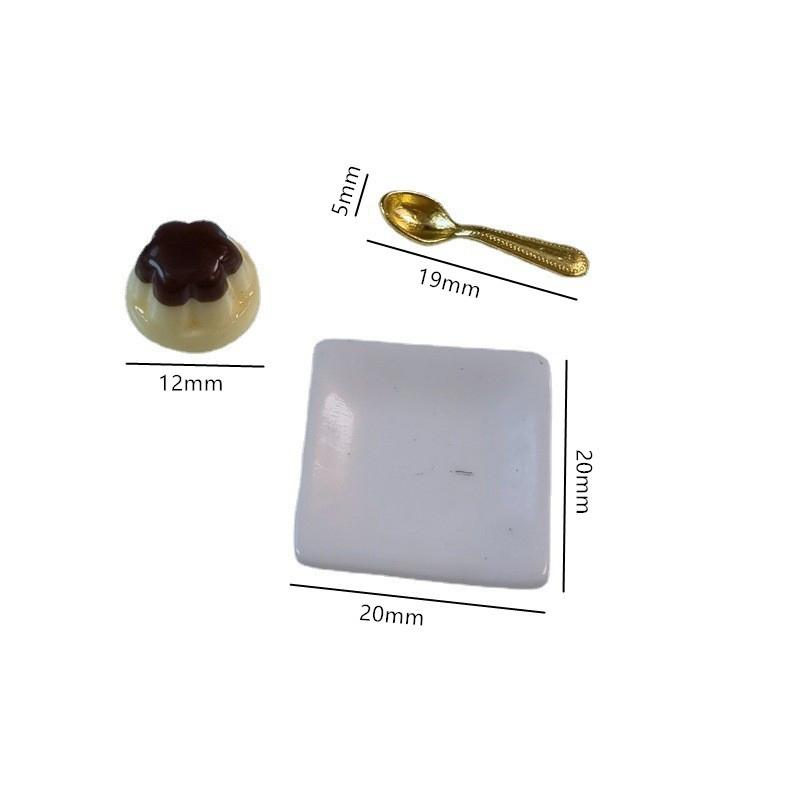 1 Set 1:12 Dollhouse Miniature Fruits Pudding With Spoon Simulation Food Model