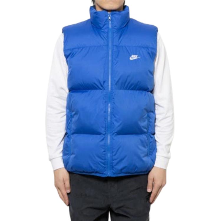 Nike Solid Color Stand Collar Zipper Sleeveless Vest Men Vests Blue FB7374-480