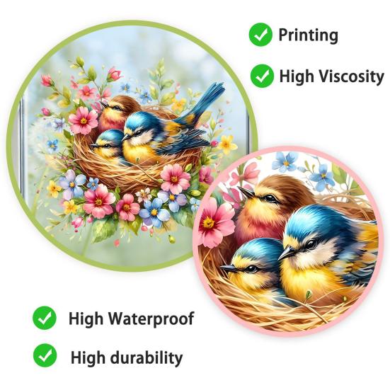 Static Window Sticker Decorative Bird Sticker Waterproof Scratch-Resistant Removable Sticker for DIY Home Decor