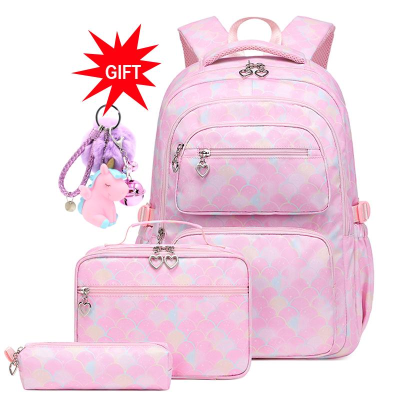 New School Bag Set Child Girl Backpack Elementary Student Bookbags Waterproof Backpack Top Quality Mermaid Back Bag With Gift