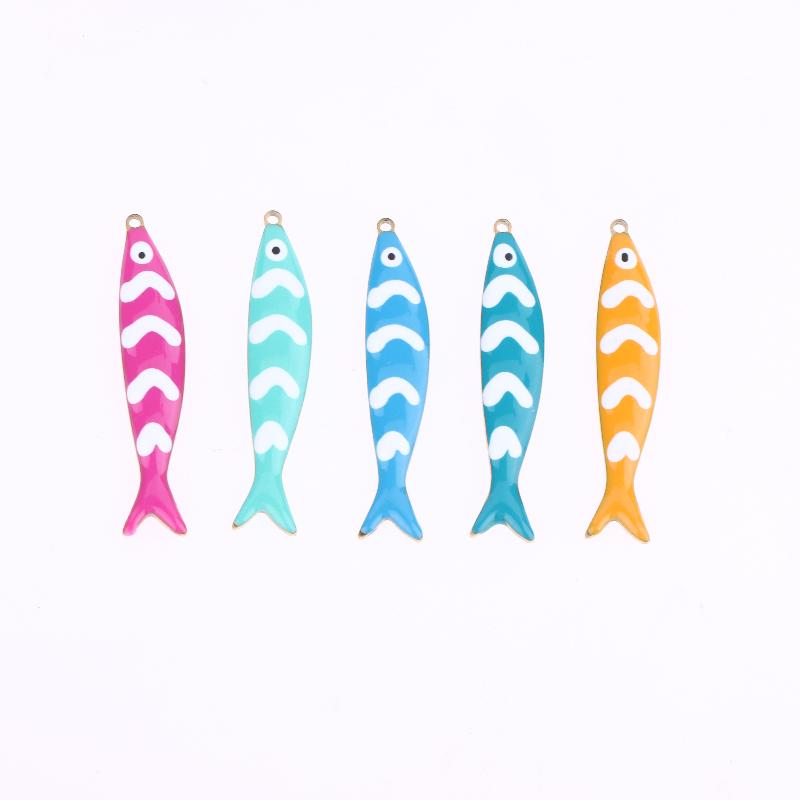 10 Pezzi 40X8mm Acciaio Inossidabile Smalto Pesce Ciondoli Pendente Fai da Te Gioielli Realizzazione Accessori Per Collana Orecchini Braccialetti