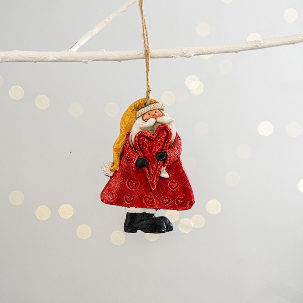 2pcs Hand-painted Christmas Tree Decoration Pendant Resin Christmas Figurine Pendant Home