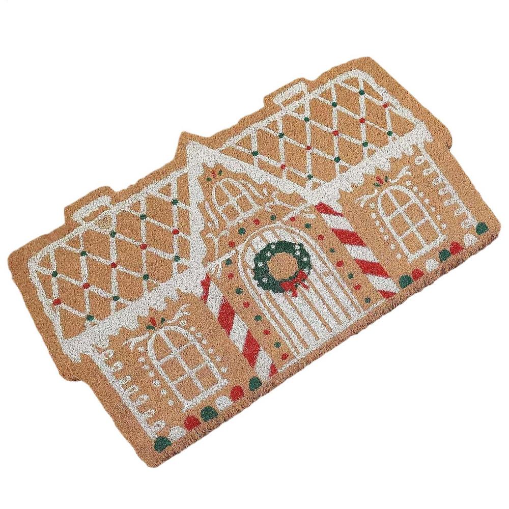Christmas Gingerbread House Floor Mat Entrance Non Slip Water Absorbent Easy To Clean Festive Atmosphere Decorat Carpet