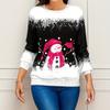 GMXIA Women's Fashion Casual Christmas Print Autumn and Winter Shoulder Print Loose Long Sleeve Round Neck T-shirts and Tops