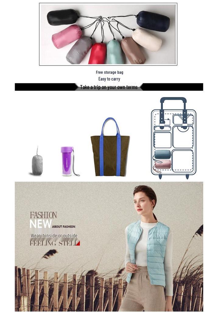 Women's 2025 Lightweight Collarless Down Vest - Short, Versatile, Fashionable Korean Style.