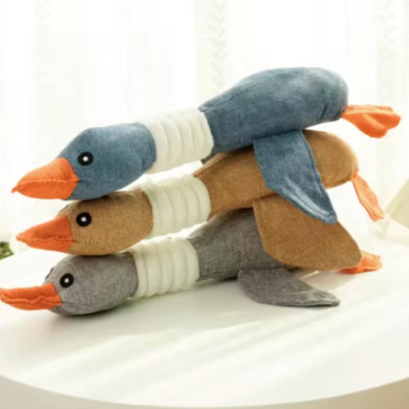 Cute Pet Dog Cat Plush Toys with Squeak Sound Funny Fleece Chew Molar Toy Durability for All Pets Elephant Duck Pig