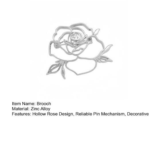 Women Brooch Hollow Rose Shape Lapel Pin Suits Coats Bags Scarves Badge Anti-Oxidation Versatile Accessory