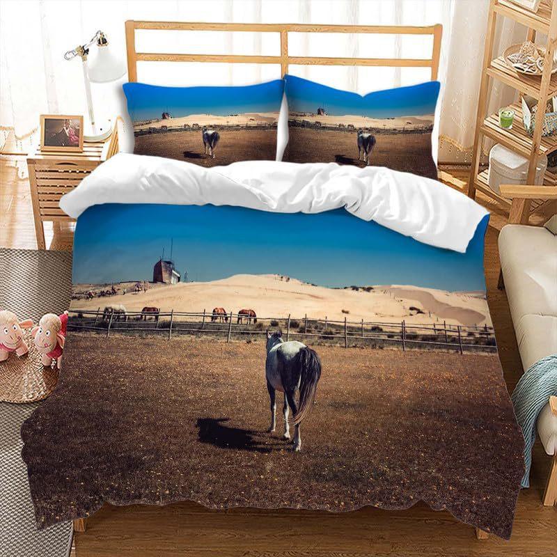 Blue Sky Silver Aircraft Three-Piece Quilt Cover Digital Printing Bedding Set Bed Cover