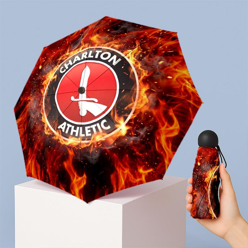 Charlton Athletic FC Mini 5 Fold Pocket Umbrella Compact Lightweight Anti UV Rain Sun Protection Umbrella Portable Travel Umbrella