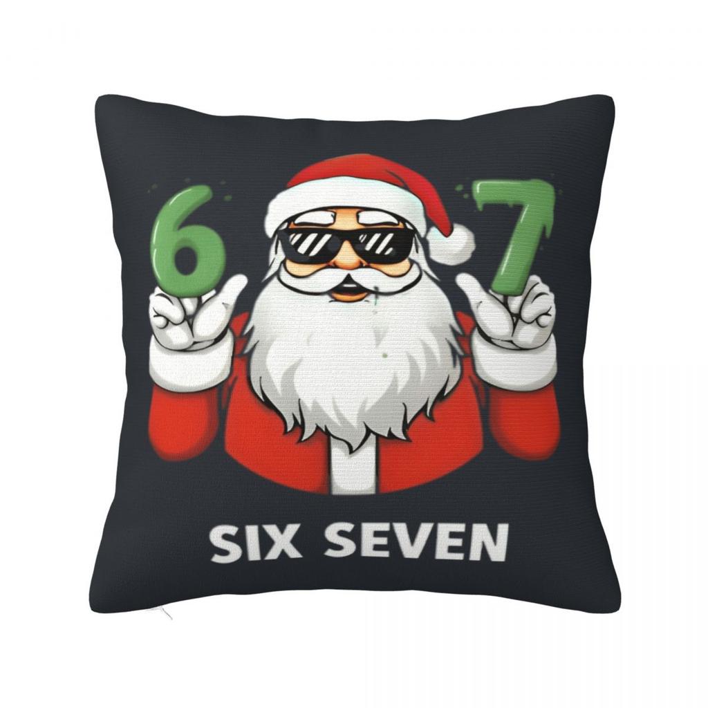 Christmas Funny Six Seven Meme Brainrot Santa Claus Pillow Case Cushion Cover Soft Pattern Pillow Cover Funny Pillowcases