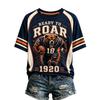 Women's Casual Rugby Print Short Sleeve Neck T-Shirt, Lightweight Breathable Top
