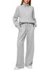 European & American Women's Casual Zipper Sweatshirt and Wide Leg Sweatpants Set
