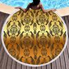 Vintage Gold Printed Round Beach Blanket,Polyester Sand Resistant Shawl Beach Towel,Absorbent Quick Dry Pool Towel Picnic Mat