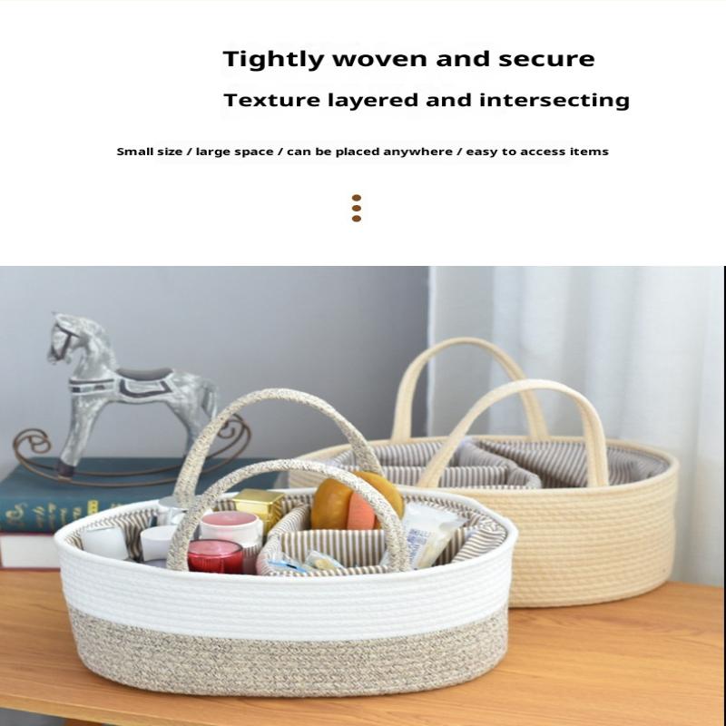 Baby Diaper Organizer Bag Woven Cotton Caddy Bag Multipurpose Bag Category Placement Basket