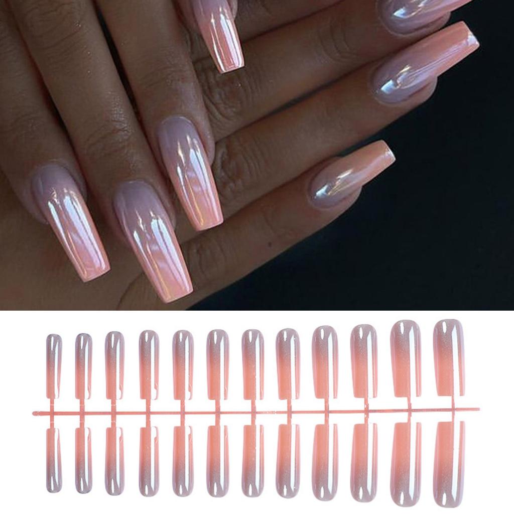 24ks sada na nehty s dlouhým čtvercovým francouzským gradientním nalepovacím nehtem, umělé nehty pro ženy, párty a rande, doplňky na nehty