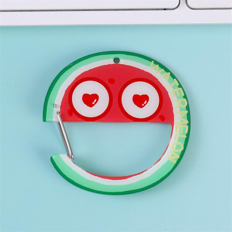 Cute Acrylic Cartoon Keychain Fruit Shape Climbing Button Carabiner Bag Pendant Hook